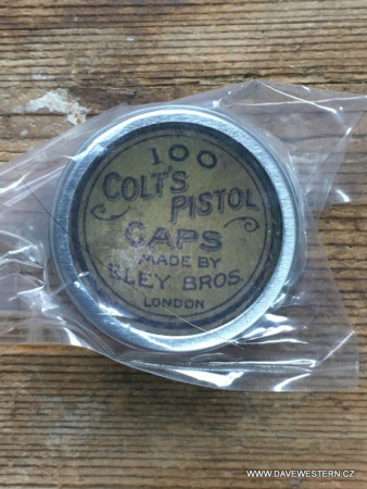 Krabička na perkusní zápalky 100 Coltś Pistol Made by Eley Bros. London USA